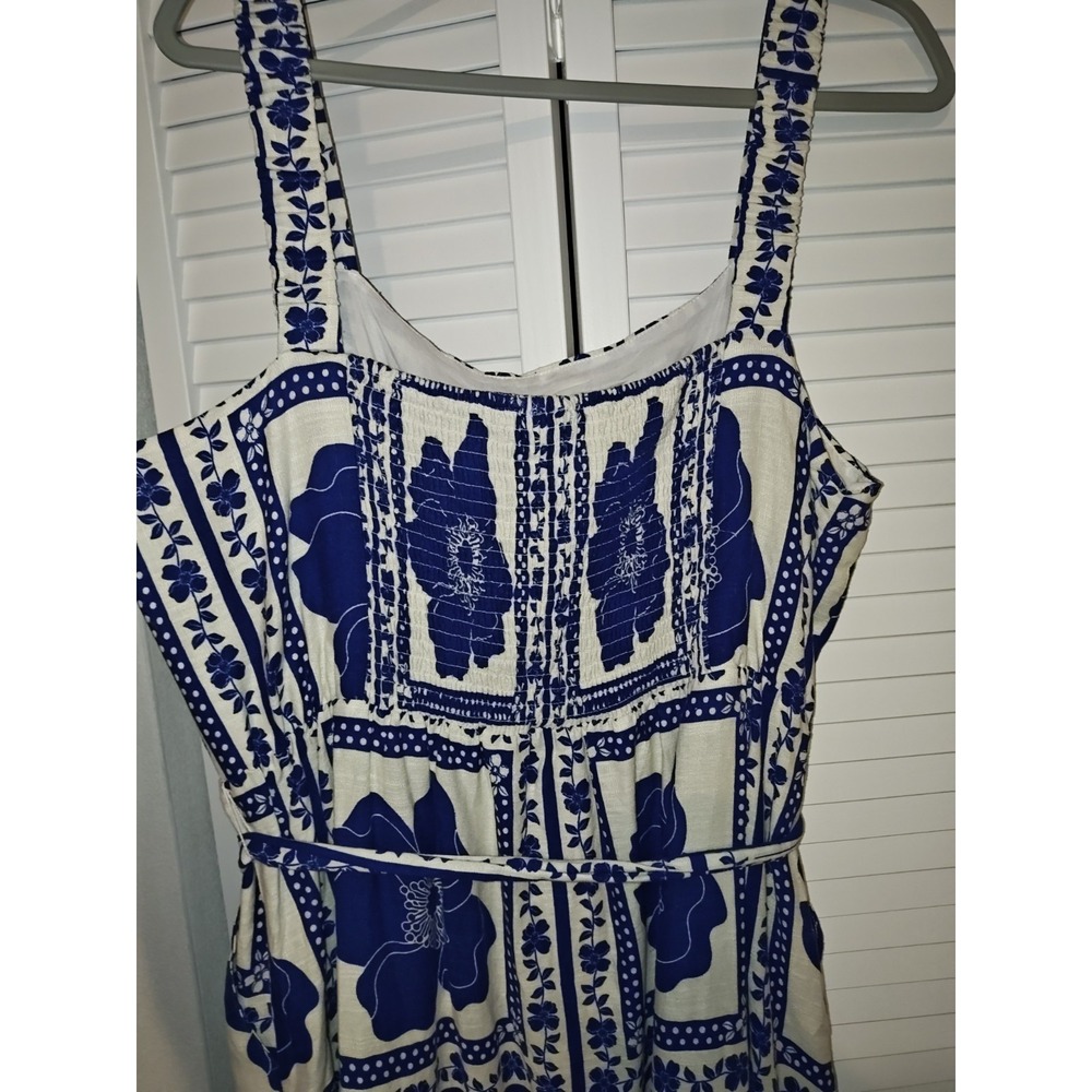 Draper James RSVP Womens XXL Blue White Floral Tie Waist Fit Flare Sundress - Picture 9 of 16